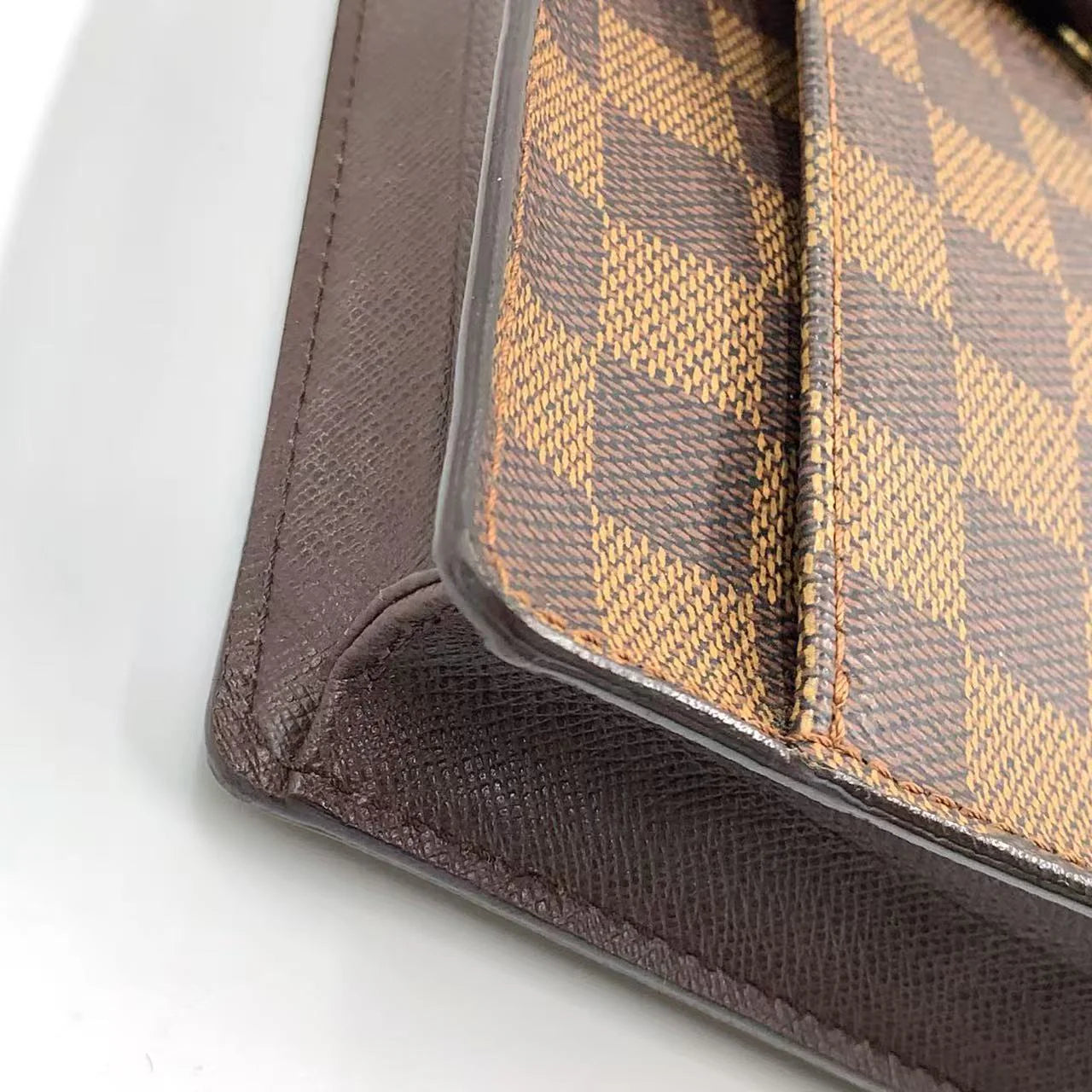 LOUIS VUITTON PIMLICO DAMIER EBENE SHOULDER BAG BROWN LEATHER PVC GOLD