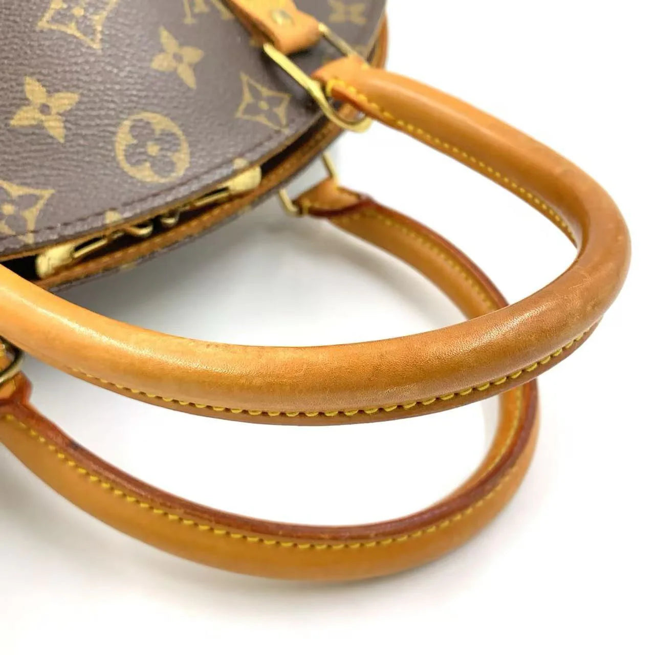LOUIS VUITTON ELLIPSE MM MONOGRAM HANDBAG BROWN LEATHER PVC GOLD
