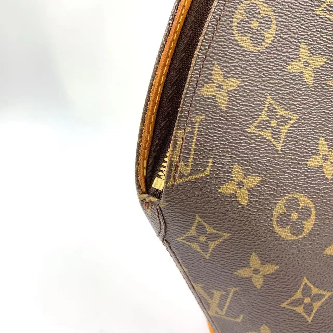 LOUIS VUITTON ELLIPSE MM MONOGRAM HANDBAG BROWN LEATHER PVC GOLD
