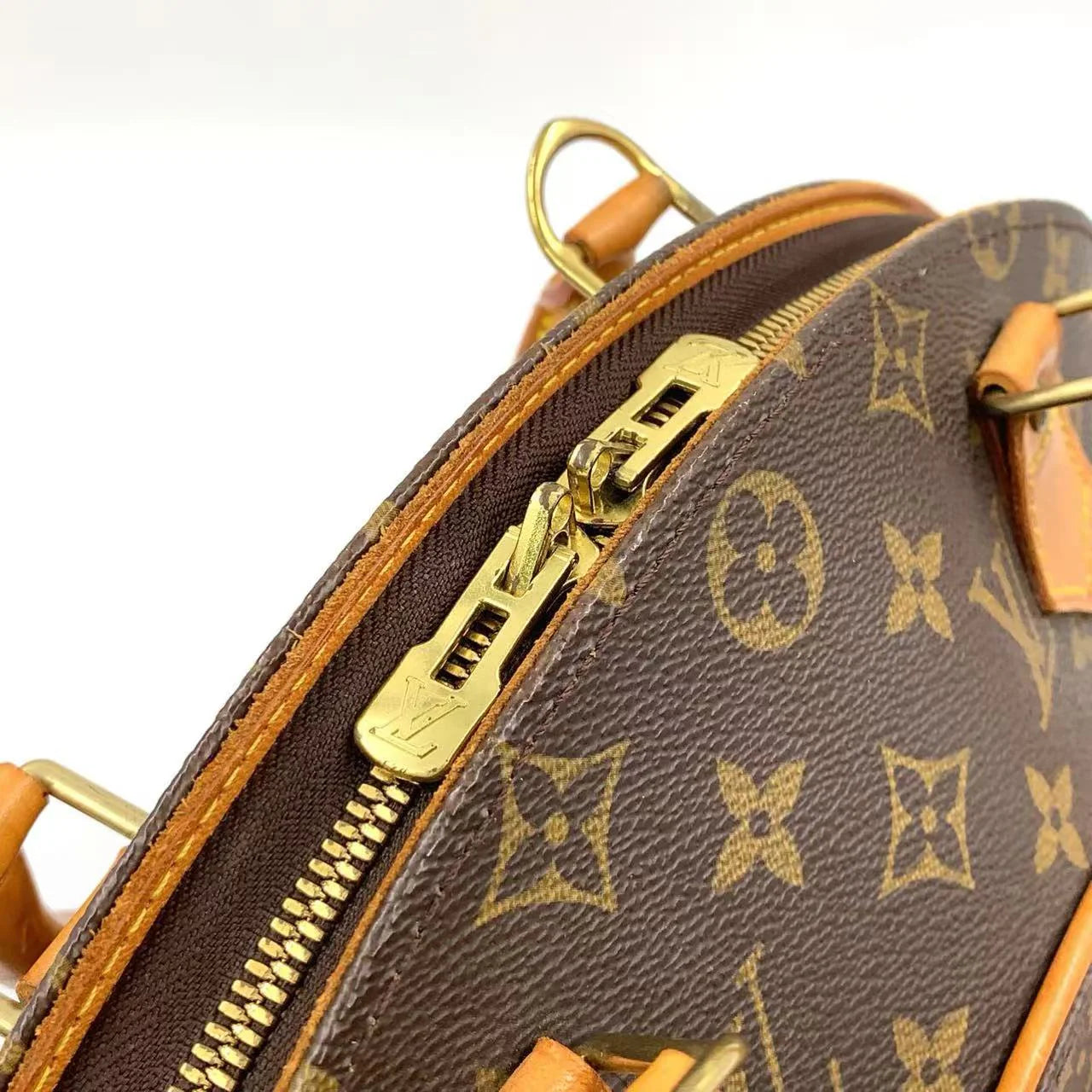 LOUIS VUITTON ELLIPSE MM MONOGRAM HANDBAG BROWN LEATHER PVC GOLD