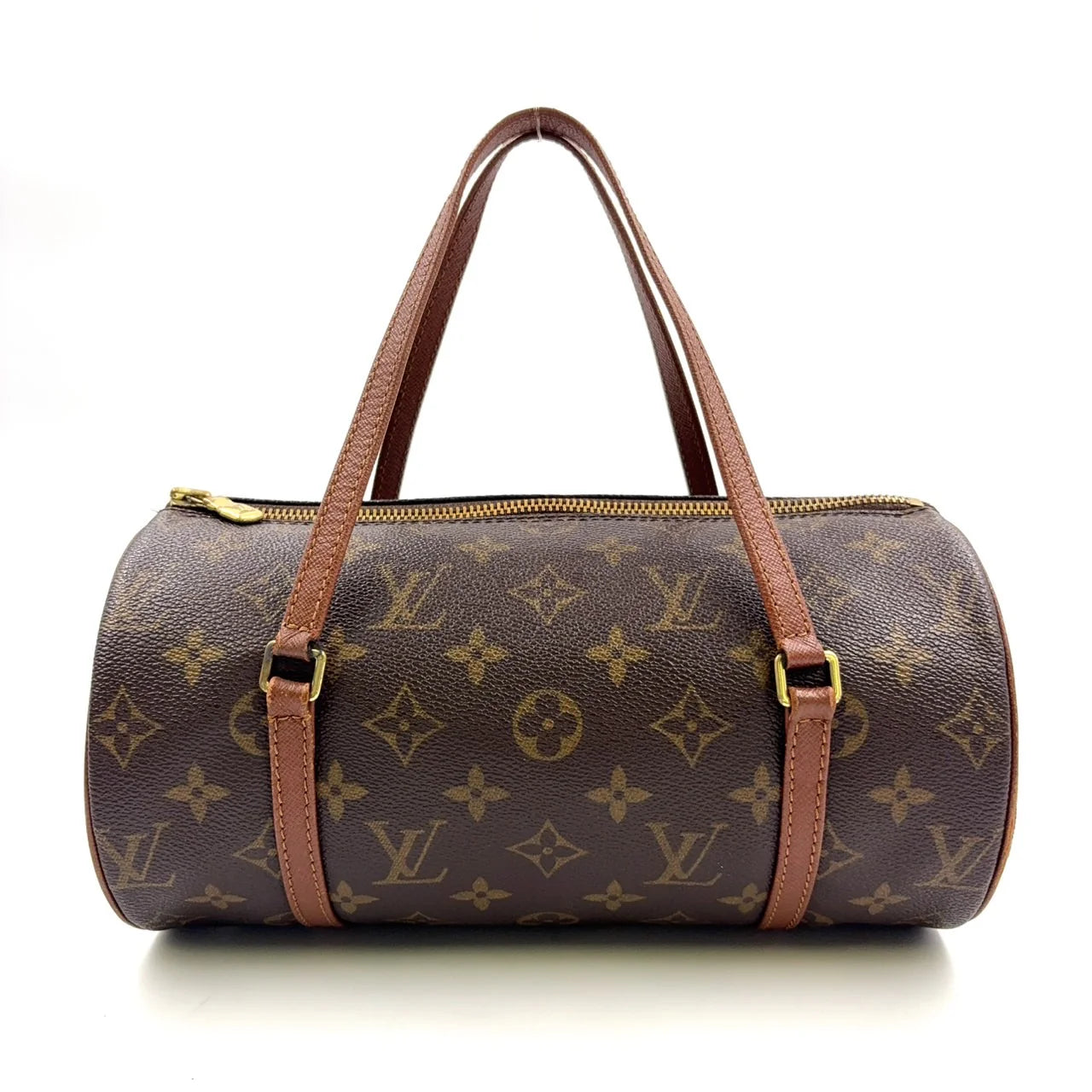 LOUIS VUITTON PAPILLON 26 MONOGRAM OLD MODEL HANDBAG BROWN LEATHER PVC GOLD*