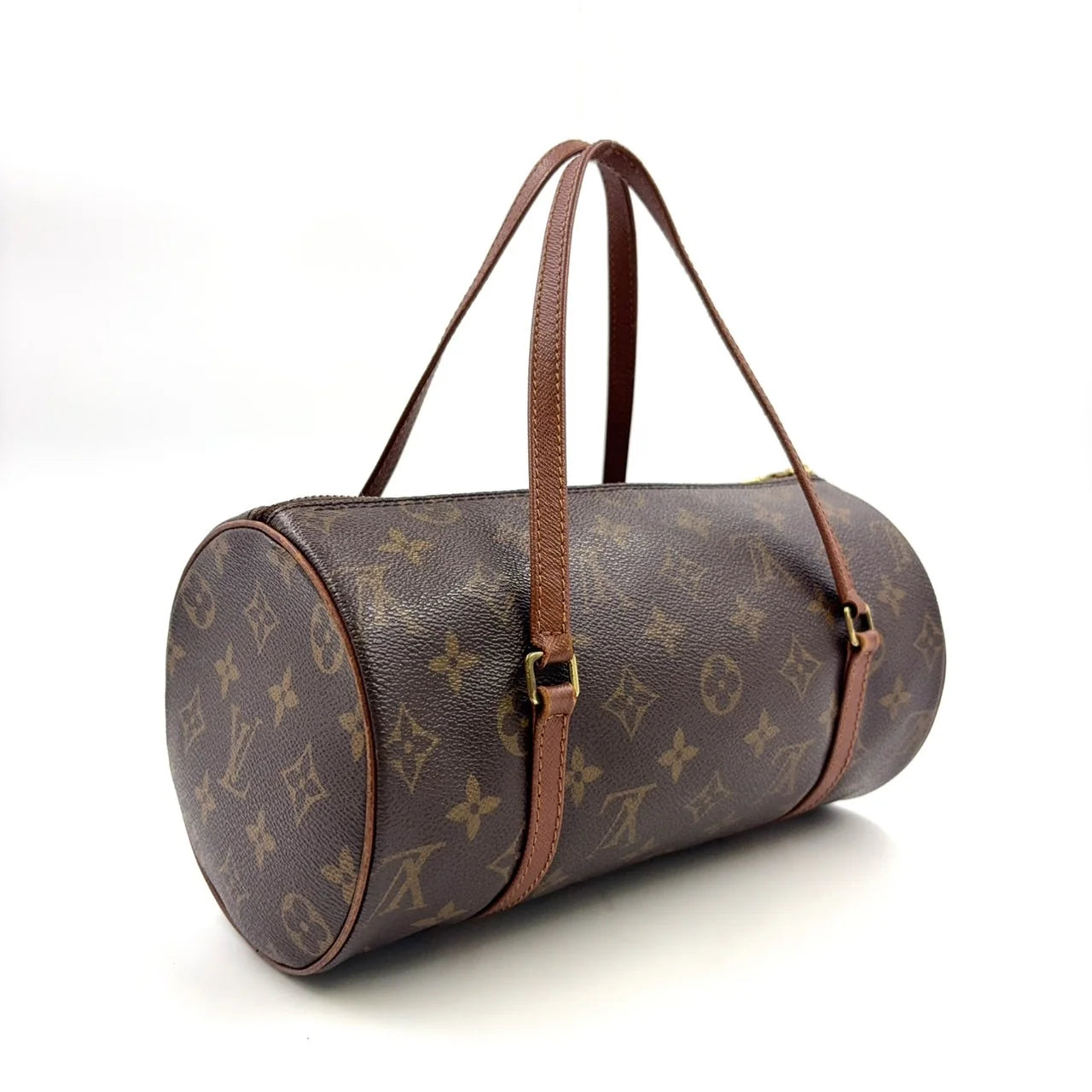 LOUIS VUITTON PAPILLON 26 MONOGRAM OLD MODEL HANDBAG BROWN LEATHER PVC GOLD*