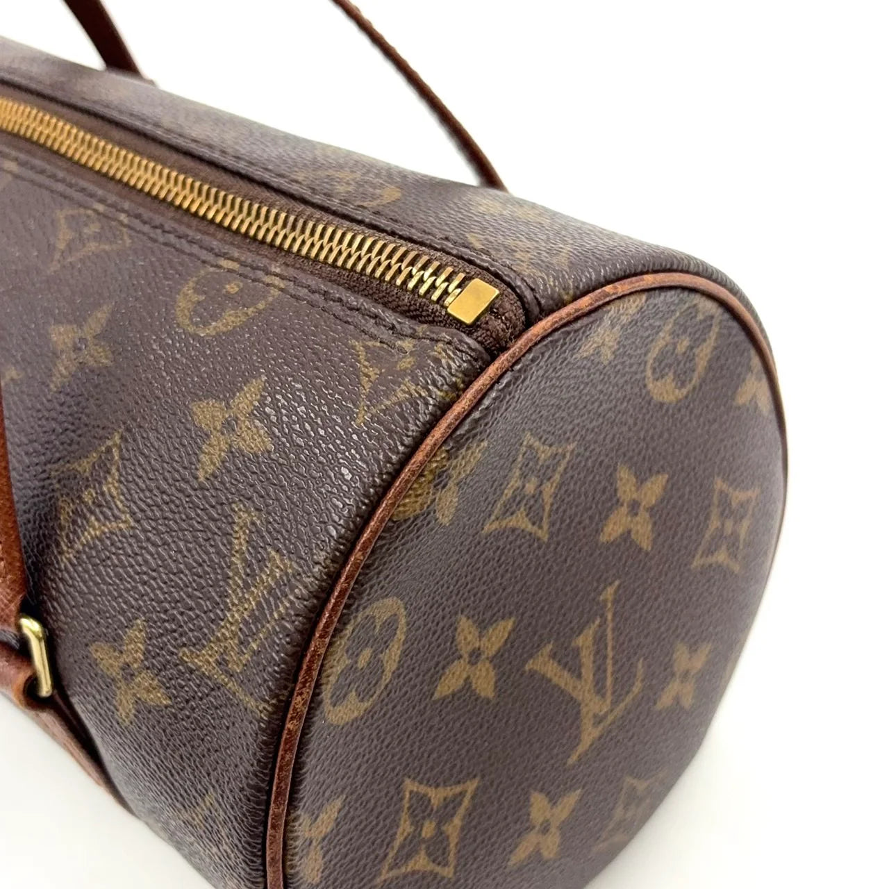 LOUIS VUITTON PAPILLON 26 MONOGRAM OLD MODEL HANDBAG BROWN LEATHER PVC GOLD*