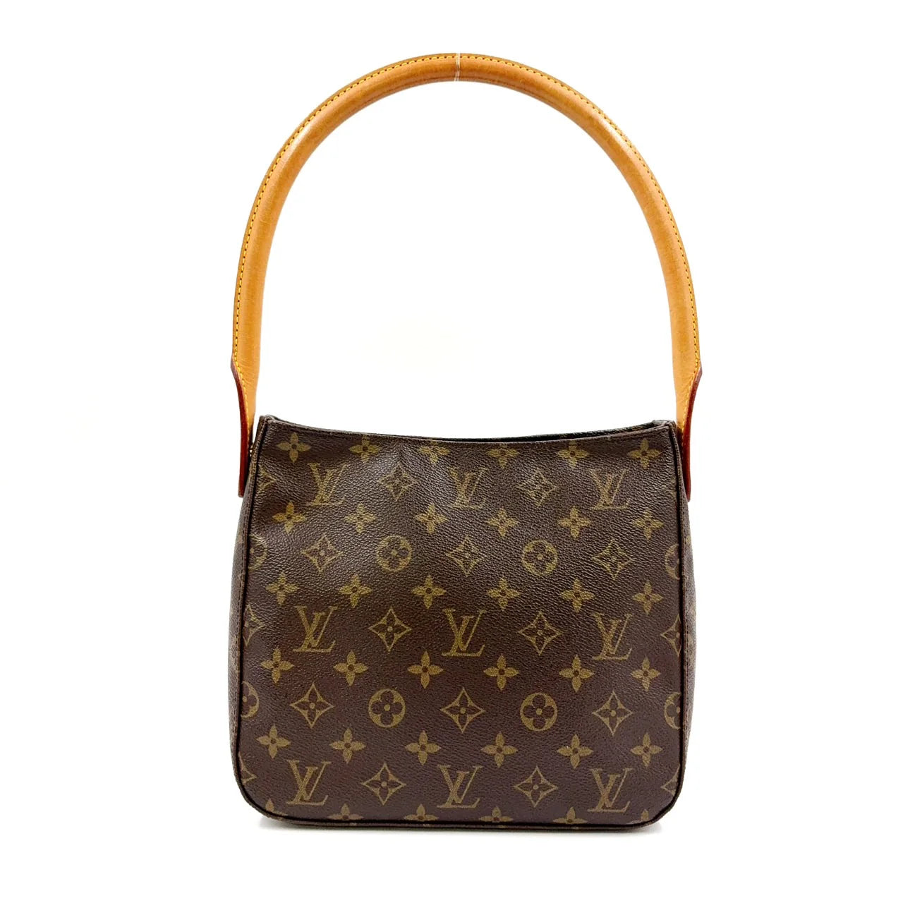 LOUIS VUITTON LOOPING MM MONOGRAM HANDBAG BROWN LEATHER PVC GOLD