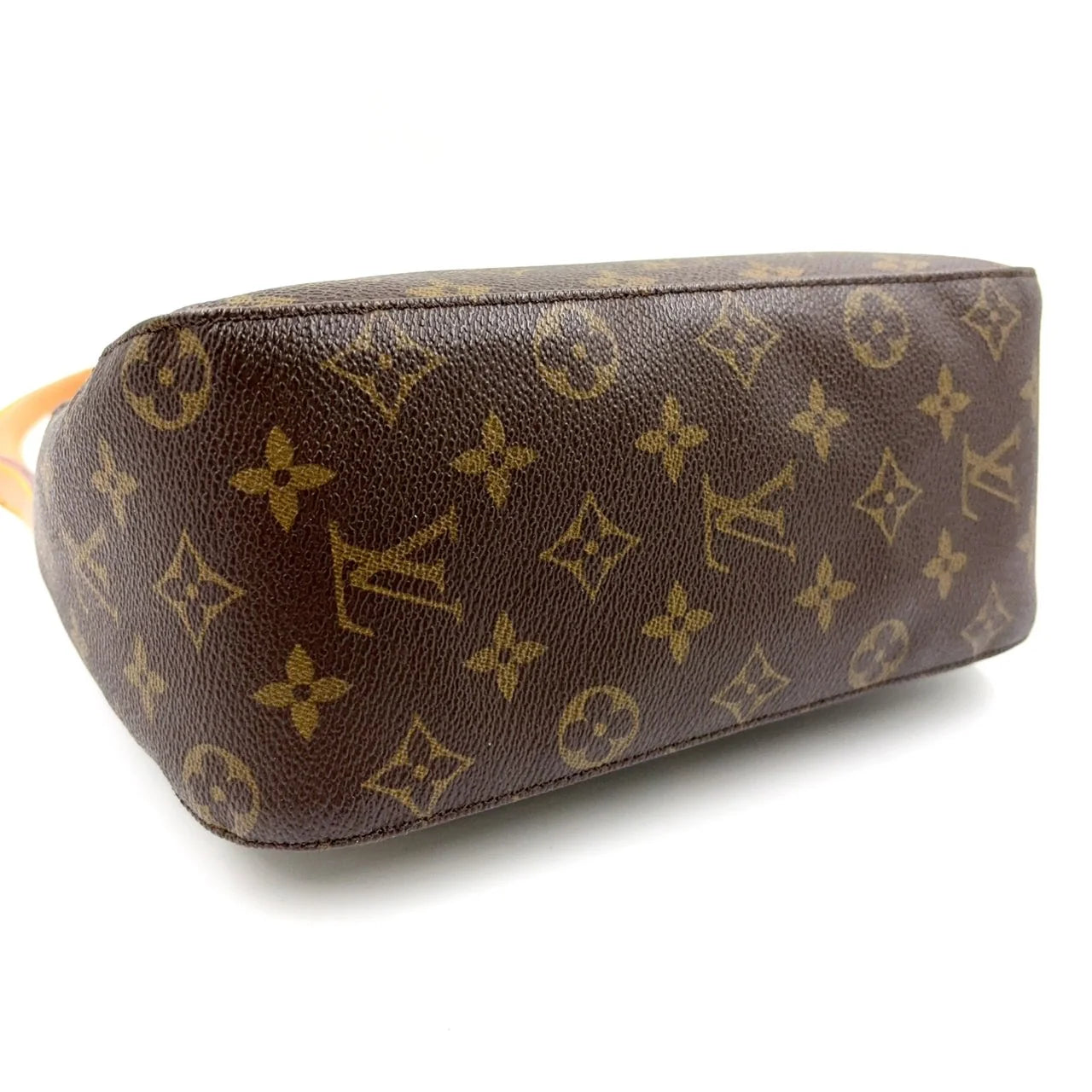 LOUIS VUITTON LOOPING MM MONOGRAM HANDBAG BROWN LEATHER PVC GOLD