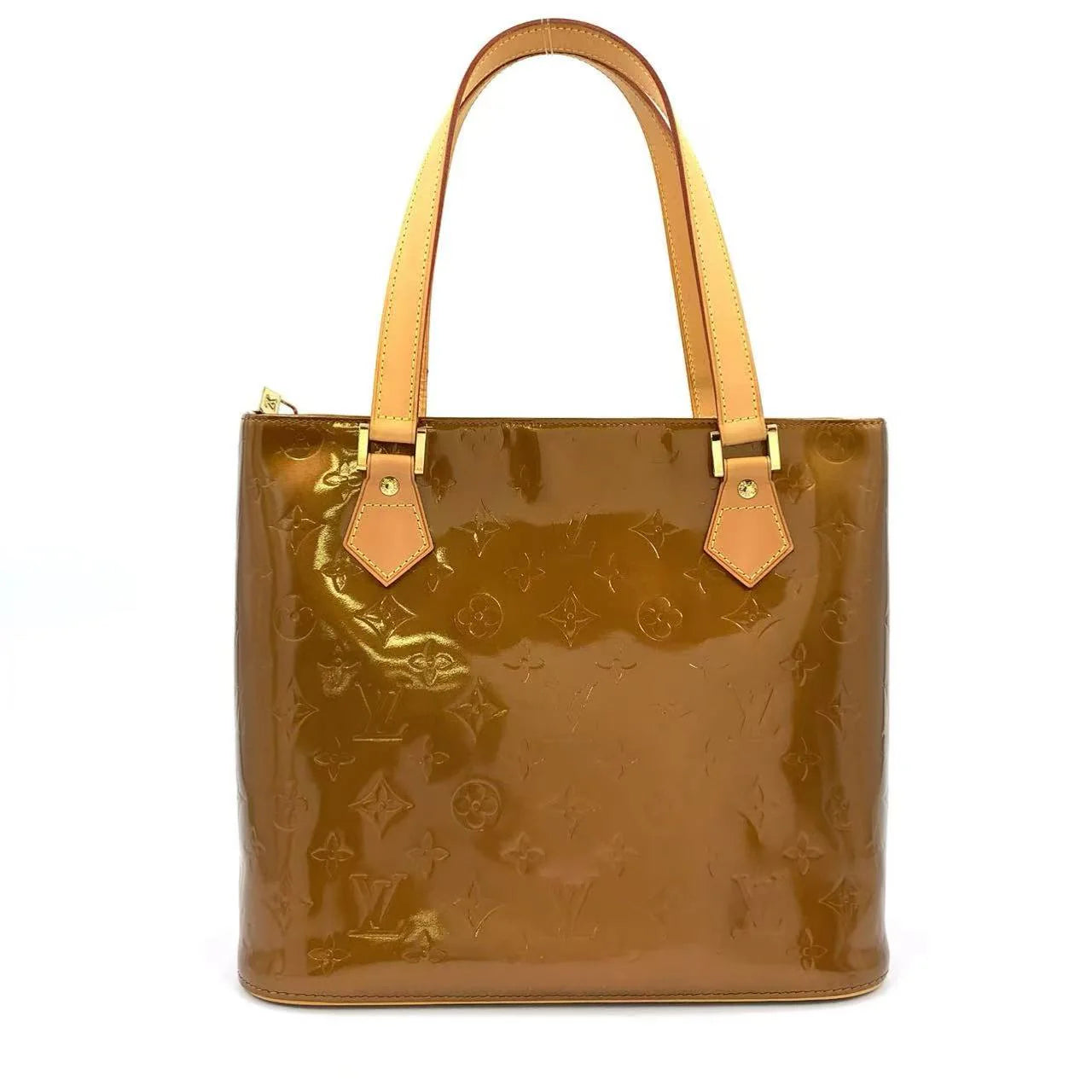 LOUIS VUITTON HOUSTON MONOGRAM VERNIS TOTE BAG BRONZE LEATHER GOLD