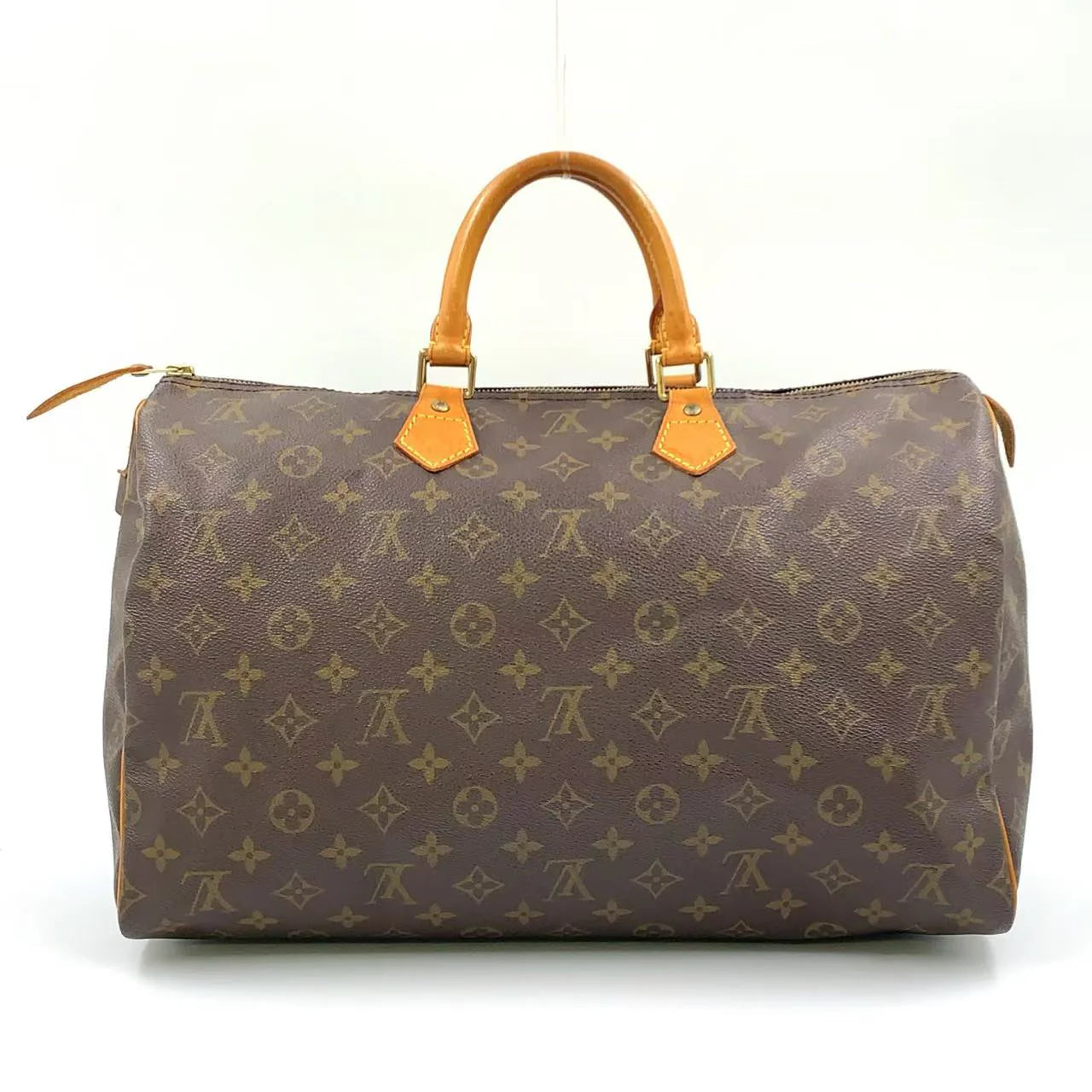 LOUIS VUITTON SPEEDY 40 MONOGRAM HANDBAG BROWN LEATHER PVC GOLD