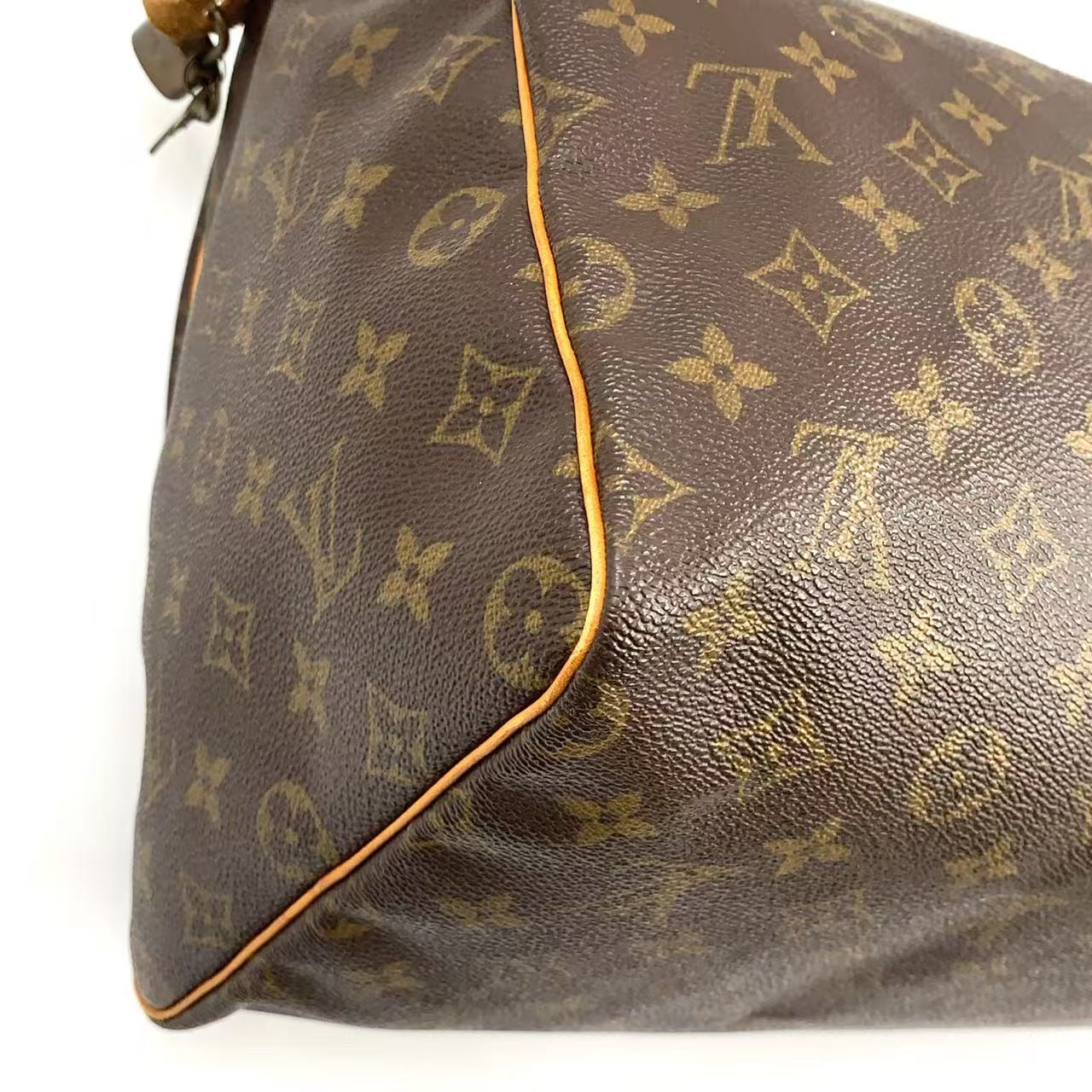 LOUIS VUITTON SPEEDY 40 MONOGRAM HANDBAG BROWN LEATHER PVC GOLD