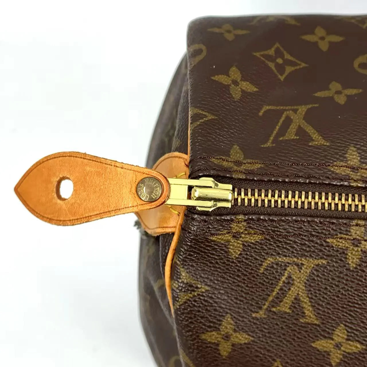 LOUIS VUITTON SPEEDY 40 MONOGRAM HANDBAG BROWN LEATHER PVC GOLD