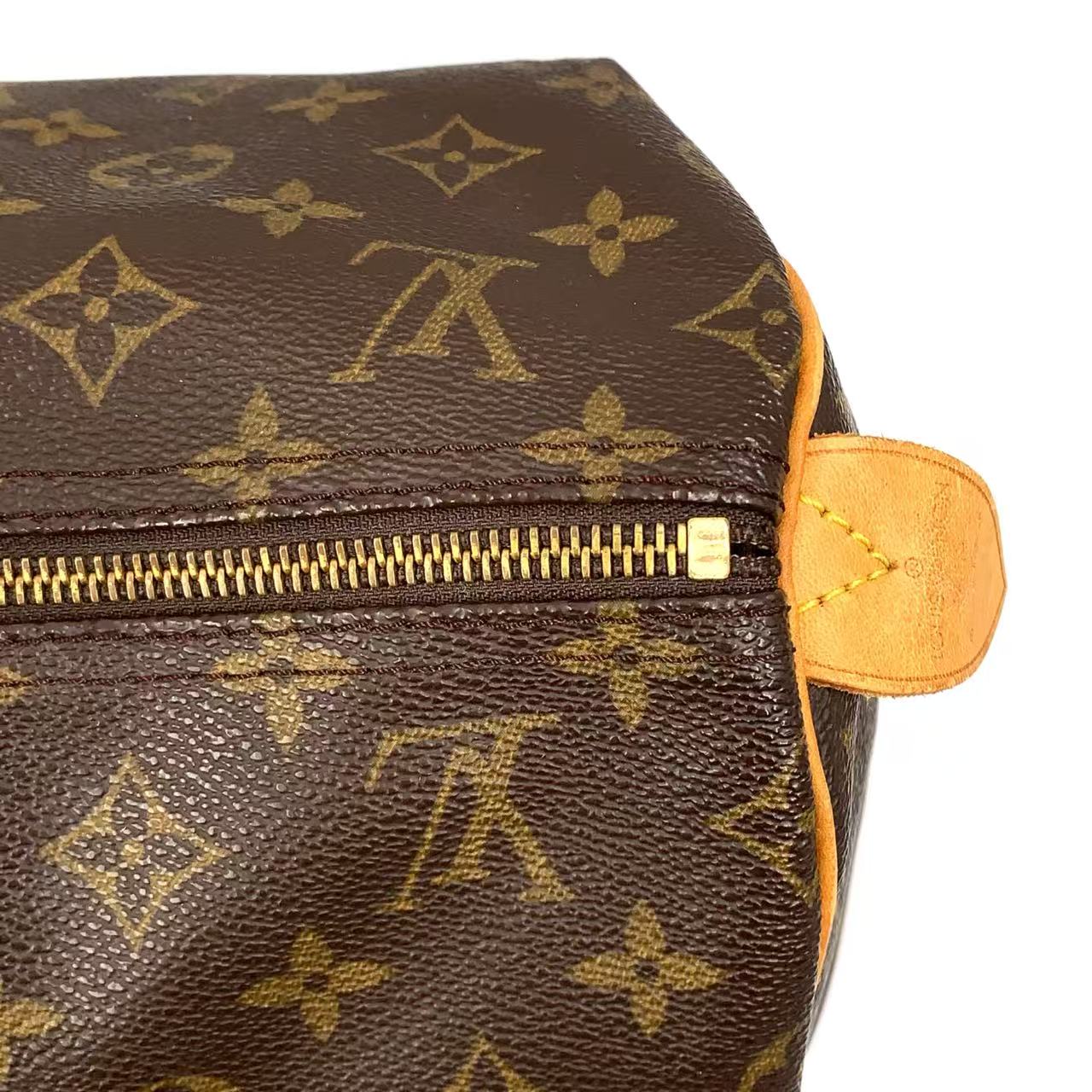 LOUIS VUITTON SPEEDY 40 MONOGRAM HANDBAG BROWN LEATHER PVC GOLD