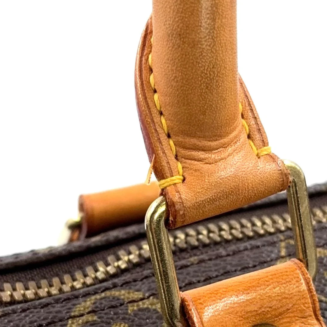 LOUIS VUITTON KEEPALL 45 MONOGRAM BOSTON BAG BROWN LEATHER PVC GOLD