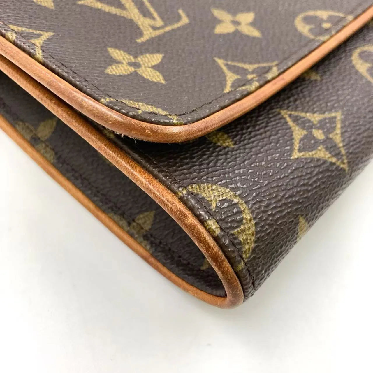 LOUIS VUITTON POCHETTE TWIN GM MONOGRAM SHOULDER BAG BROWN LEATHER PVC GOLD