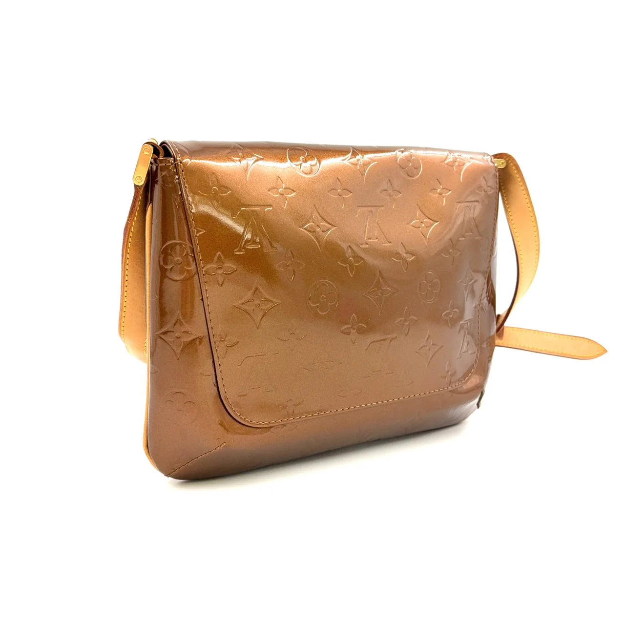 LOUIS VUITTON THOMPSON STREET MONOGRAM VERNIS BRONZE SHOULDER BAG BROWN PATENT LEATHER GOLD