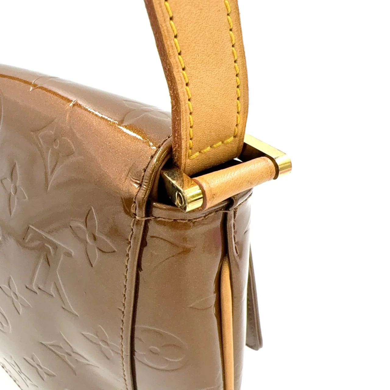 LOUIS VUITTON THOMPSON STREET MONOGRAM VERNIS BRONZE SHOULDER BAG BROWN PATENT LEATHER GOLD