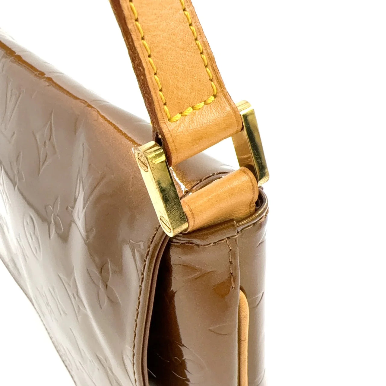 LOUIS VUITTON THOMPSON STREET MONOGRAM VERNIS BRONZE SHOULDER BAG BROWN PATENT LEATHER GOLD