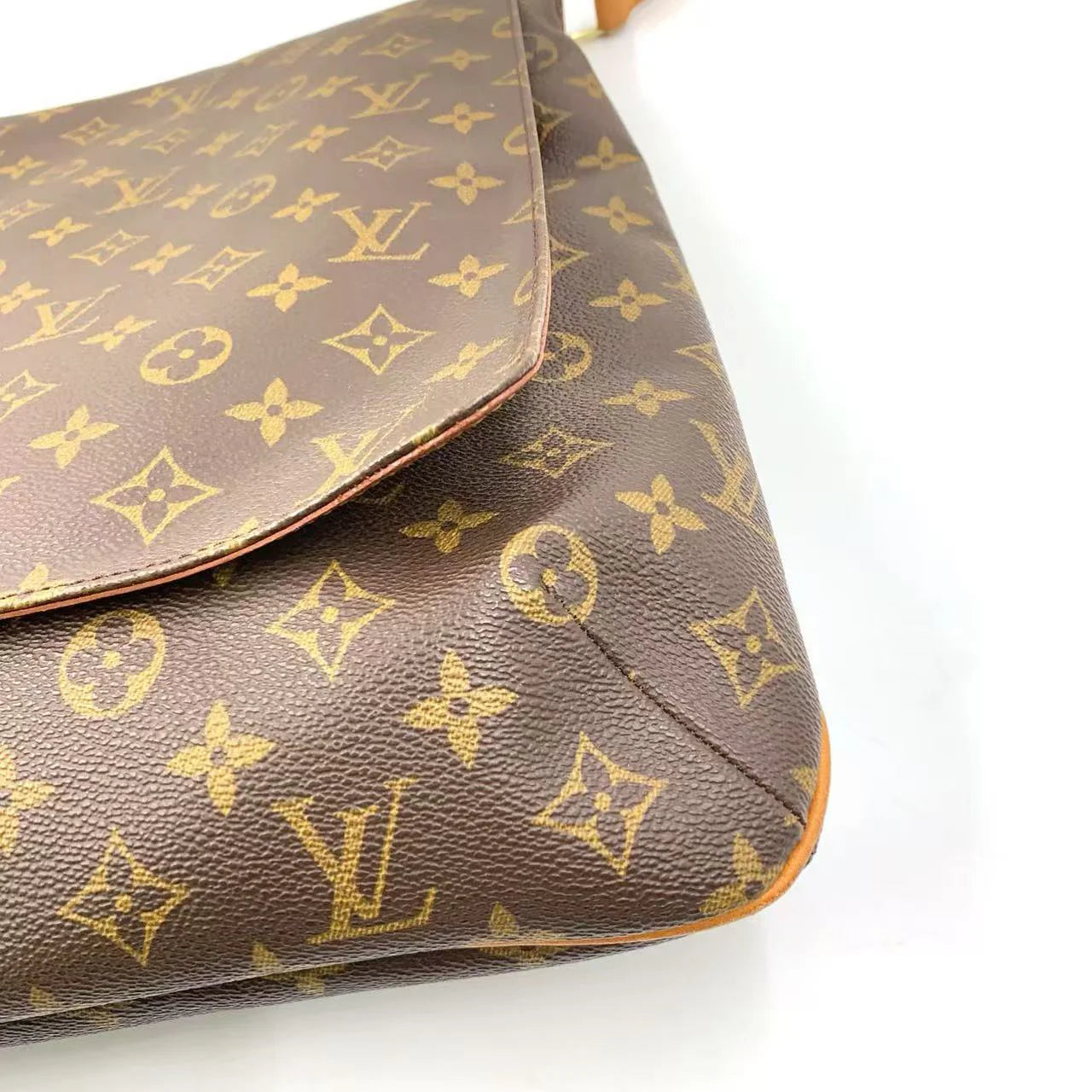 LOUIS VUITTON MUSETTE MONOGRAM SHOULDER BAG BROWN LEATHER PVC GOLD