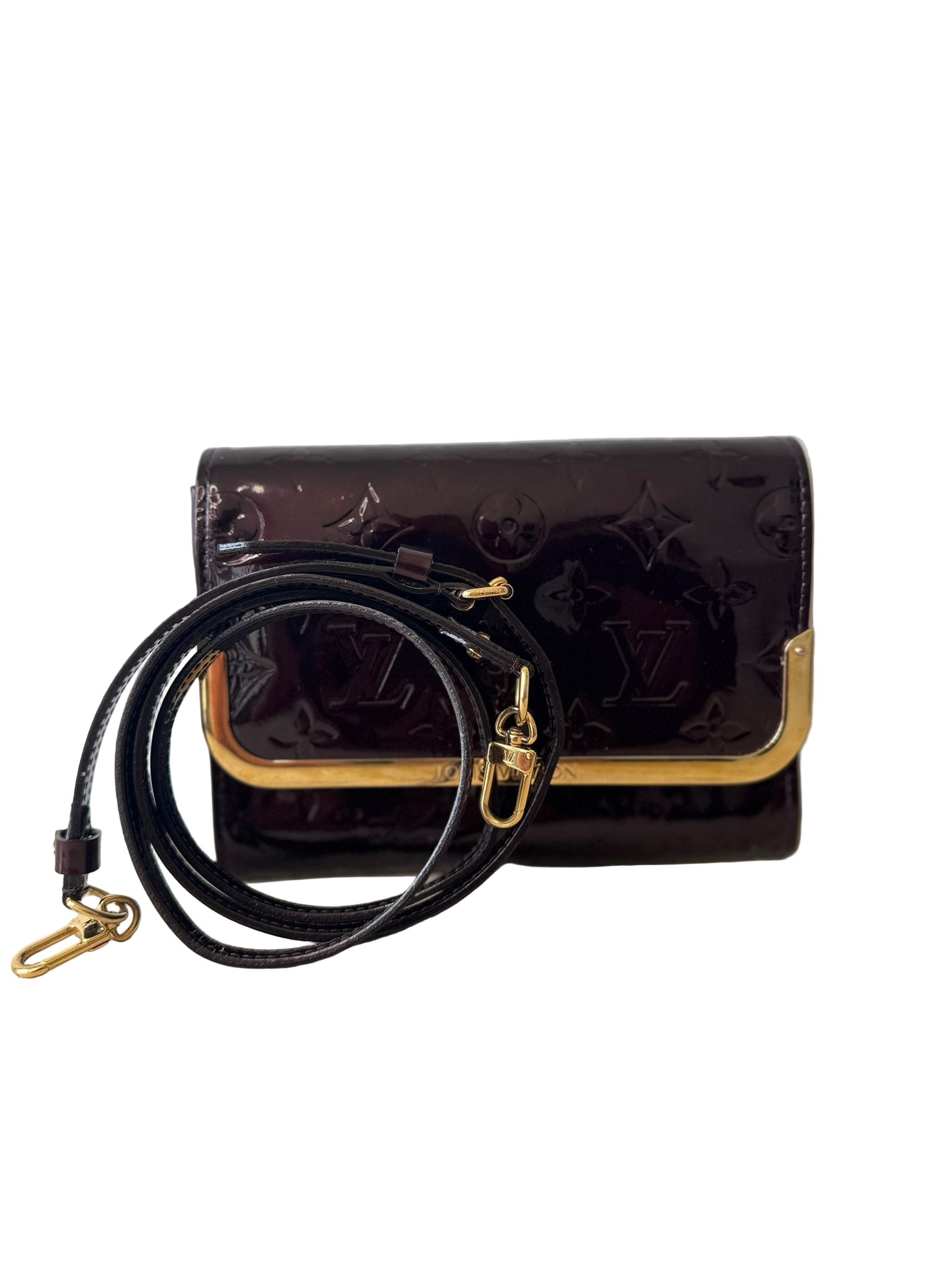 LOUIS VUITTON VERNIS ROSSMOREAMARANTE CLUTCH SHOULDER BAG